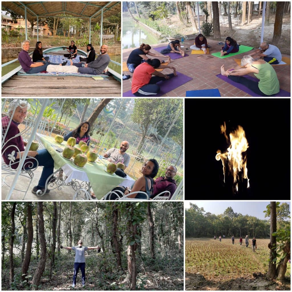 Yoga practice collage